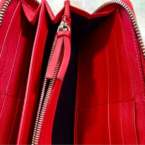 Authentic Balenciaga Red Leather Papier Envelope Continental Zippy Long Wallet - Picture 7 of 9